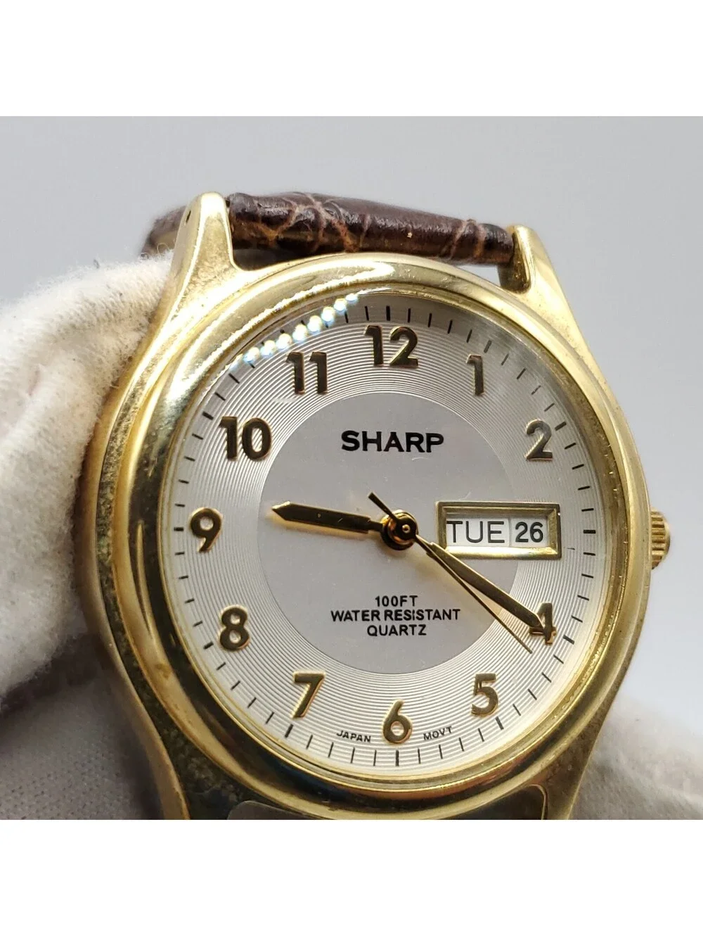 Sharp Analog Men's 37mm Watch Day/Date Silver Dial New Battery